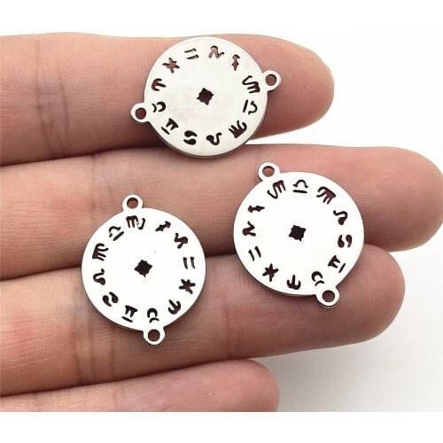 5pcs 17*22mm 12 Constellations Sign Charm Wholesale 100% Stainless Steel Zodiac Sign Charms For Diy Jewelry Handmade Making