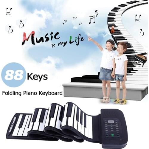KONIX PA88 Portable 88 Keys Keyboard Piano 140 Tones Electronic Folding Roll Up MIDI Piano Built-in Speaker with Battery