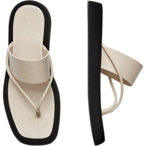 2021Fashion Clip Toe Thick Platform Slippers Women Casual Strap Summer Beach Flip Flops Female Non Slip Outdoor Rome Sandals