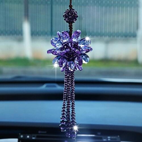 Stylish Flower Beads Pendant Car Interior Decor Rearview Mirror Hanging Ornament Beads Tassels Shiny Delicate Fine Workmanship