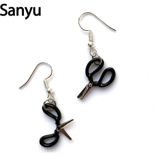 Super Cute Little Scissor Allergy Drop Earrings Cool Fun Trendy Lovely Mini Black Scissor Fashion Dangle Earrings for Women Girl