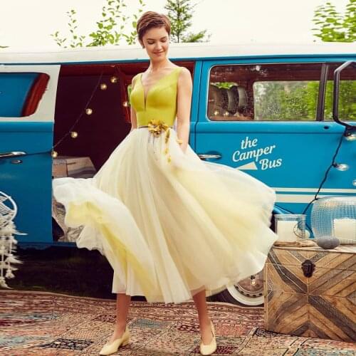 Light Yellow Casual Skirt Layered Tulle Tea Length Elastic Women Dresses Summer Classic Skirts Custom Made
