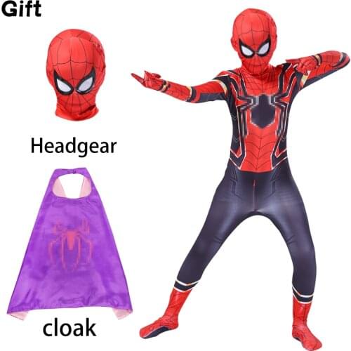 3-12Y Amazing Steel Spiderboy Cosplay Adult Children Halloween Costume Stage Performance Suit Super Heroes Bodysuit For Kids
