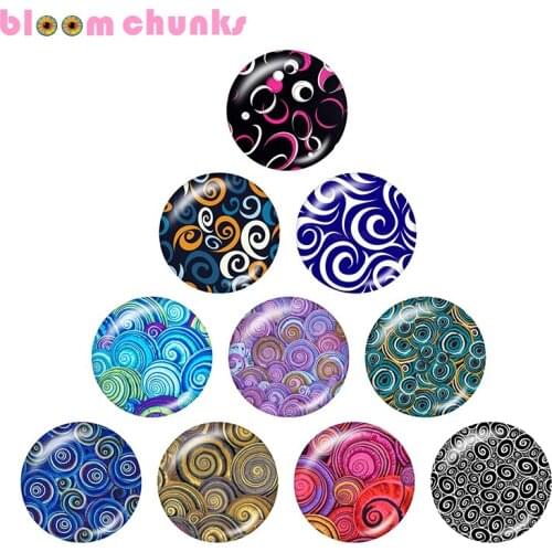Swirly pattern 10pcs mixed 12mm/18mm/20mm/25mm Round glass cabochon jewelry flat back Making findings A8333