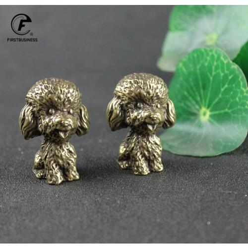 Vintage Copper Poodle Ornaments Antique Brass Animal Dog Statue Figurines Office Desk Decorations Tea Pet Home Decor Accessories