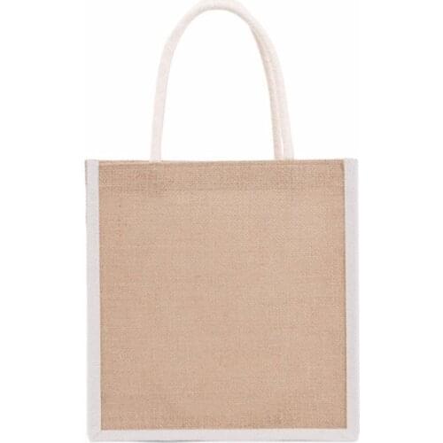 Women Jute Burlap Tote Bag Large Reusable Grocery Bags with Handles Swag Shopping Handbag Beach