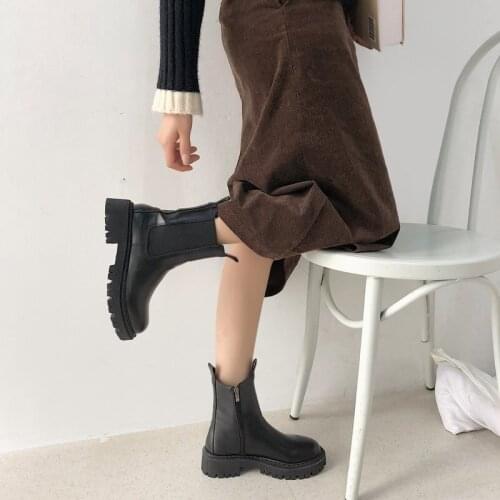 New Breathable Women Ankle Boots British Style Girls Naked Boot Round Toe Winter Shoes Woman Flat Vogue Botas Mujer