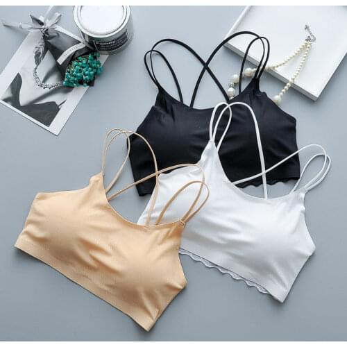 Women 2021 Summer Fashion Lace Strap Bras Tops Female New Cross Beauty Back Tank Tops Ladies Solid Color Sleeveless Tops J15