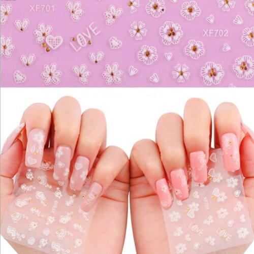 1 Sheet 3D Nail Stickers Embossed Nail Sticker Slice Flower Transfer Sticker Nail Art DIY Design 3D Decoration Nail Art
