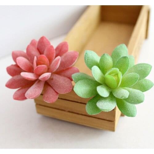 1pc Flocking Artificial Succulents Gemstone Flower Bonsai Desktop Fake Plants Valentines Day Wedding Decor Artificial Plante