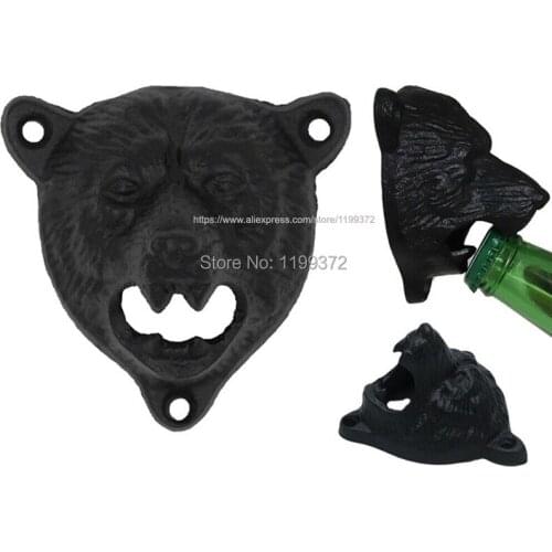 20pcs Cast Iron Wall Mount Grizzly Bear Head Beer Soda Cap Bottle Opener Openers Hanger Pub Lodge Tool Tools
