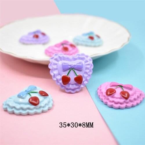 3pcs Dollhouse Food Imitation Cake Cherry Bow For Hair Jewelry Making Resin Flatback Love Heart Earrings Accessories Phone Case
