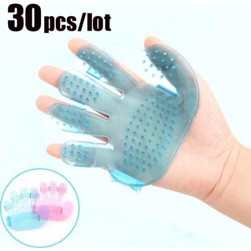 30 Pcs/lot High Quality Pet Dog Cat Bath Glove Brush Comb Plastic Hair Fur Cats Removing Hair Form Domestic Animals