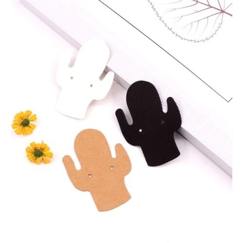 2021 New Cactus Shape Ear Studs Packaging Display Jewelry Card Tag 100pcs/lot Kraft Earring Ear Drop Cardboard Card Custom