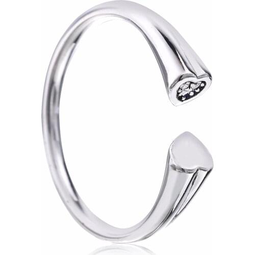 Ajax 925 Sterling Silver Engagement Heart Initial Ring For Girls Fine Finger Jewelry Womens Valentines Day Gift