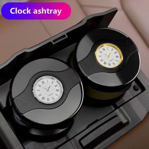 Car creative clock ashtray fashion ashtray storage box stainless steel ashtray with light