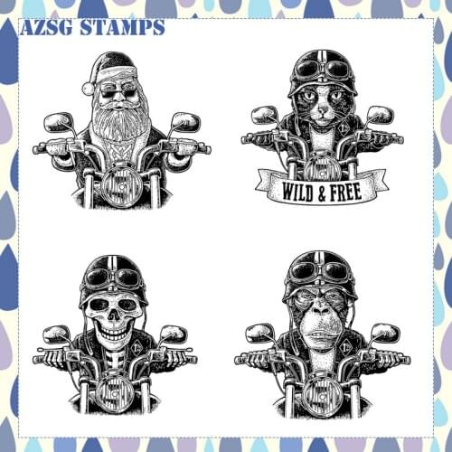 AZSG Christams Motorcycle riding Clear Stamps NEW 2020 For DIY Scrapbooking/Card Making/Album Decorative Silicone Stamp Crafts