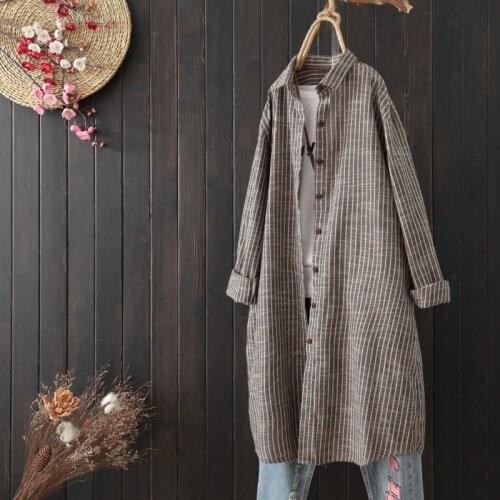 Blouse Women Plus Size Loose Cotton-Linen Shirt Womens Long Coat Shirt Blusas Ropa De Mujer