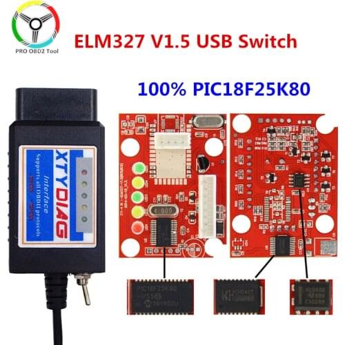 PIC18F25K80 Chip ELM327 V1.5 USB Switch OBDII ELM 327 HS CAN /MS CAN for Forscan OBD2 High Quality Diagnostic Tool