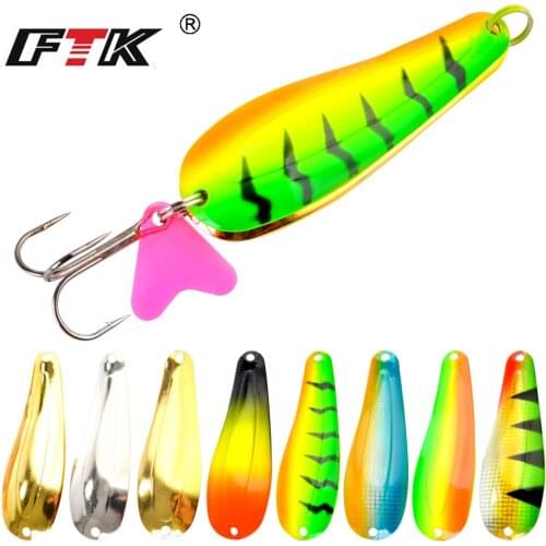 FTK spinner Jigging Bait Metal Spoon Lure 24g/28g/35g Saltwater Fishing Lure Laser Body Sinking Bait For Carp Fishing Bait
