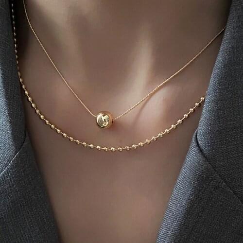Classic Double Layer Gold Color Choker Necklace for Women Elegant Simple Chain Necklace Choker Necklace Jewelry 2021 Trend