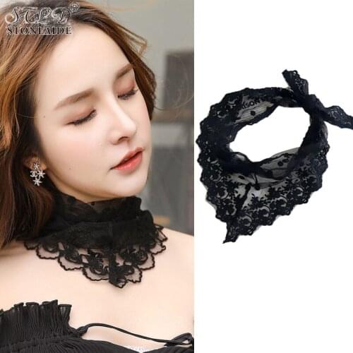 Lace solid color triangular scarf female spring and autumn winter new Korean scarf wrist scarves