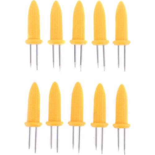 Corn on the Cob Holders Set for Skewers BBQ Twin Prong Sweetcorn Holder Fork Kitchen Tool -10 pcs