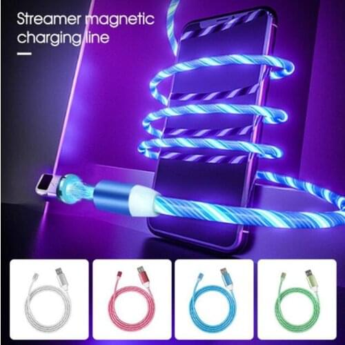300pcs Magnetic LED Flowing Light USB Cable For iPhone XS Max XR X 8 7 6 6s For iPad Fast Charging Charger Data Cord