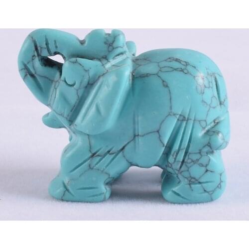 Mini Elephant Figurine one piece Blue Turquoises Statue Hand Carved Craft Animals Decor Chakra Healing Feng Shui Decor Gift