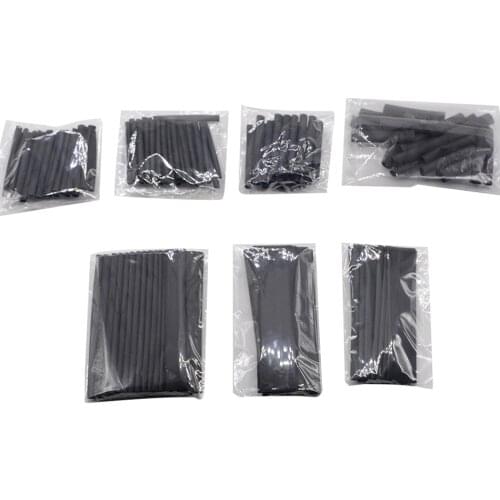 127pcs/lot Black 7 Sizes Assorted 2:1 Flame-retardant Bagged Heat Shrink Tubing Kit