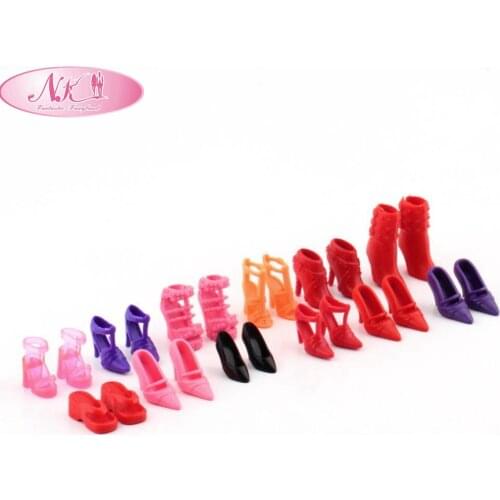 NK 12 Pairs/Set Doll Shoes Fashion Cute Colorful Assorted shoes for Barbie Doll Different styles High Quality Baby Toy 6X DZ