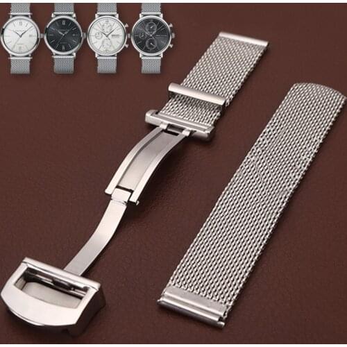 Watch Accessories Band For IWC PORTOFINO PORTUGIESER 20 22mm Milanese Stainless Steel Strap Mesh Watch Band Watch Bracelet Chain