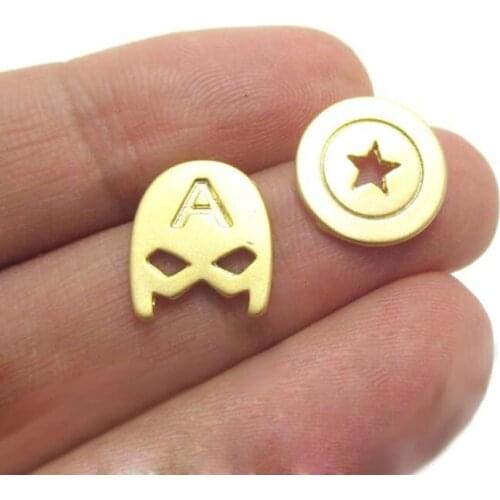 Daisies 10pairs/lot--Captain America Mask and Shield Shaped Super Heroes Asymmetry Earring For Women Jewelry Couple Bijoux Femme