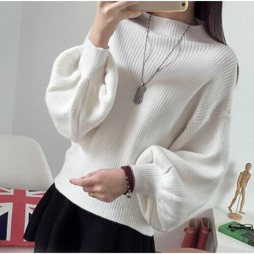 Sweater Women New 2019 Round Neck Korean Style Fashion Loose Bat Sweater Solid Color Pullover Clothes Women Vestidos MMY76061
