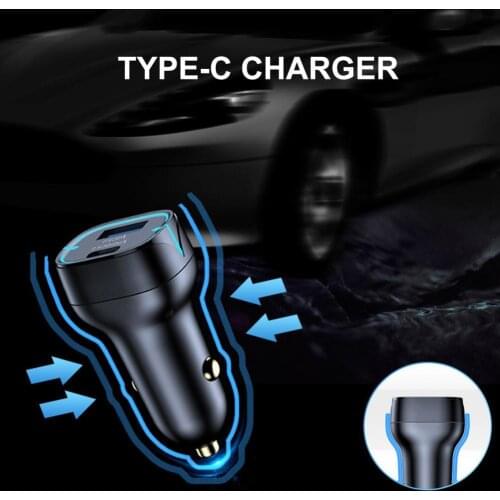 High Performance Useful Type-C In-car Smartphone Charger ABS Car Charger Long Battery Life for Auto Data Recorder