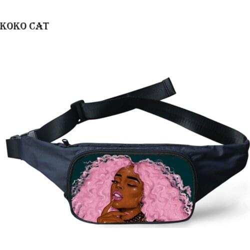 KOKO CAT Fanny Pack for Women Black Girls Magic African Waist Packs Ladies Waist Bags with Zipper Females Belt Bag Money Bag