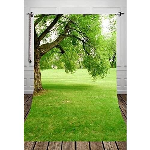 Green Grass Photo Background Giant Tree Spring Photography Backdrop,Outdoor Scene. D-662