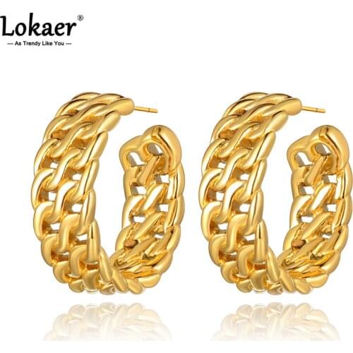 Lokaer Titanium Stainless Steel Hiphop/Rock Party Earrings Bohemia Double Layer Chain Earrings Jewelry For Women Brincos E21063
