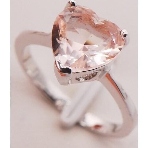Morganite Women 925 Sterling Silver Ring F771 Size 5 6 7 8 9