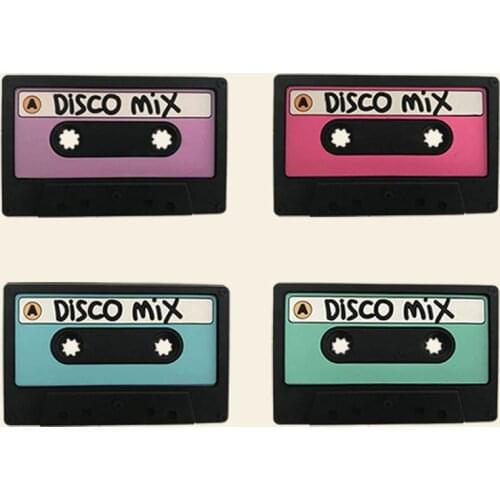 1PC Baby Gift Magnetic Tape Pattern Baby Teether Disco Silicone Teething Beads BPA Free Pacifier Chain DIY Silicone Teether