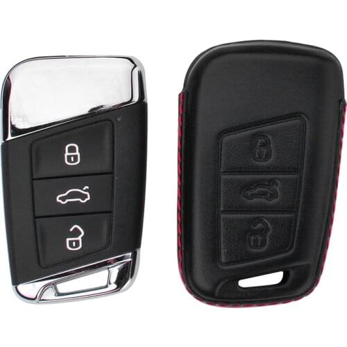 1pcs Elegant Leather 3D Car-Key-Shape Car Key Case Cover for Volkswagen 2016 2017 Passat B8 Skoda Superb A7 Variant Magotan