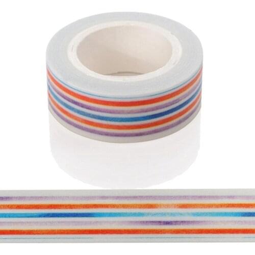 10m*15mm Creative Color Stripes Washi Tape Pattern Masking Tape Decorative Scrapbooking DIY Office Adhesive Tape 1 PCS
