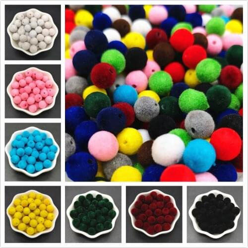10mm Velvet Beads Acrylic Round Beads Accessories For Jewelry Making Necklace Handmade Loose Beads,30pcs/lot