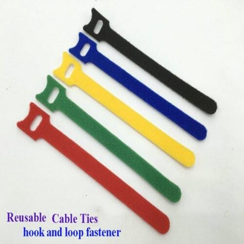 100pcs Wholesale 12*200mm Nylon Reusable Cable Ties with Eyelet Holes back to back cable tie nylon hook loop fastener tape wrap