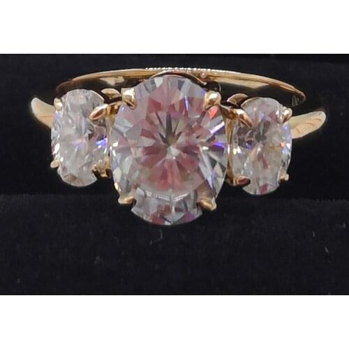 10K Au417 Rose Gold Women Wedding Anniversary Engagement Party Ring 3 Carat Oval Moissanite Diamond Ring Trendy Elegant