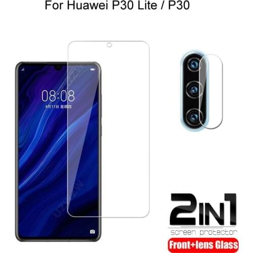 2 in 1 For Huawei P30 Lite / P30 Camera Lens Film & Screen Protector Guard Protective HD Tempered Glass Explosion Proof