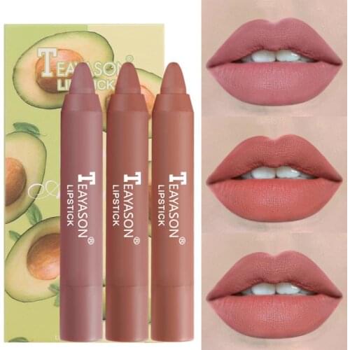 3PC Pencil Velvet Lipstick Pen Natural Matte Lip Liner Long Lasting Makeup Non-Stick Moisturizing Makeup Gift