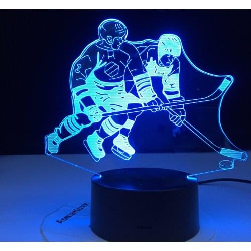 Ice Hockey Game 3D Remote Control Colors Lamp Visual Led Night Lights For Kids Touch Usb Table Lampara Lampe Sports Gift