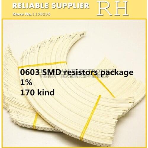 4250PCS/lot 0603 SMD resistors package 1% Full range of 170 kinds of resistance of the 25pcs inductance