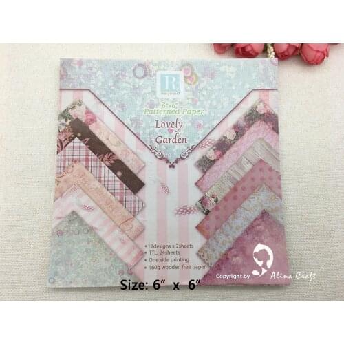 AlinaCraft 24 sheet 6"X6" lovely garden Scrapbooking patterned paper pack handmade craft paper craft Background pad